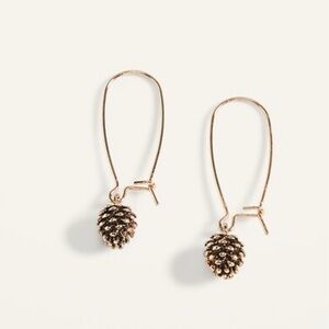 Gold Tone Pinecone Drop Fall Earrings